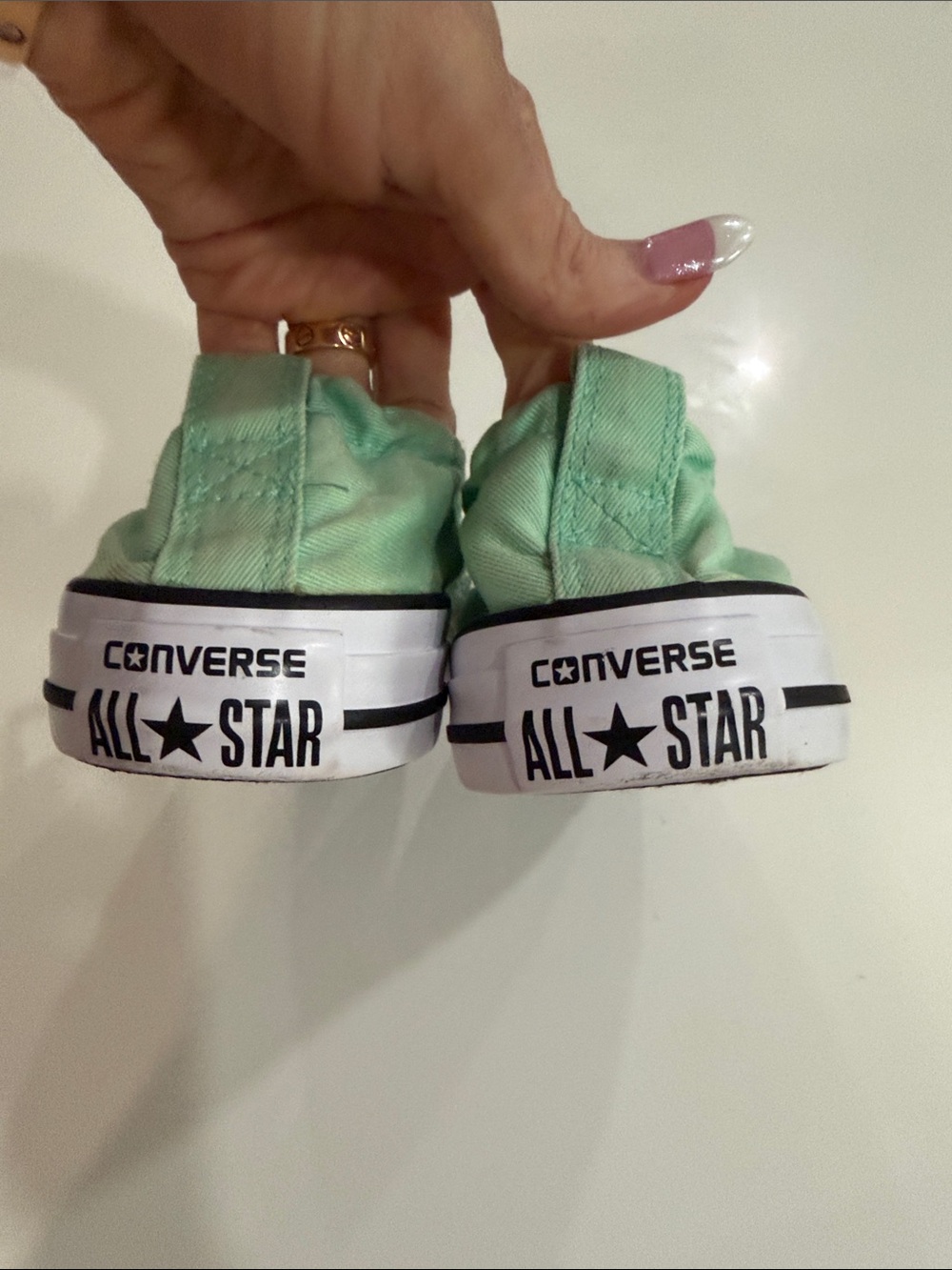 Converse Low Top Canvas Sneakers in Mint Green with White Accents - Picture 6 of 7